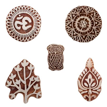 Set of 5 Piece New Mix Wooden Printing Blocks